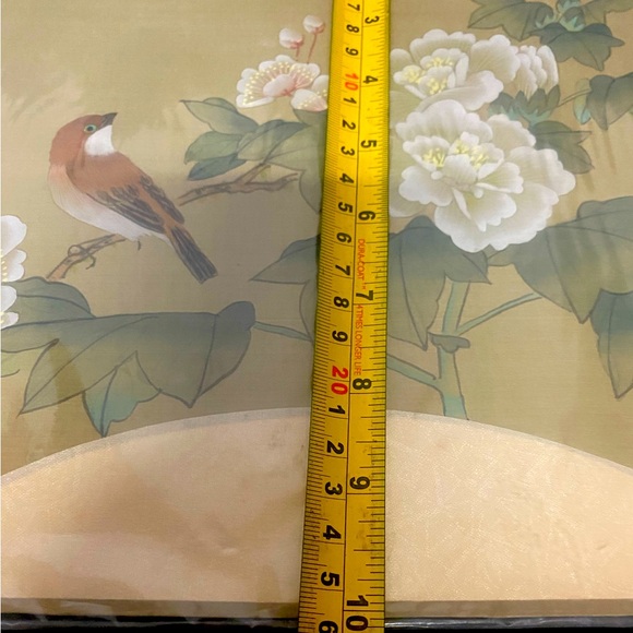 Vintage Painting Of Bird & Flowers, On Silk. Bird Sitting On Branch. - Picture 8 of 8